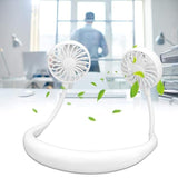 Mini Hand Free Portable Neckband Fan with Light, USB Rechargeable Lazy Neck Hanging Fan for Headphone Design Portable Hanging Neck Fan for Women Rechargeable Neck Fan Band (White)